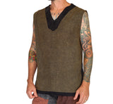 'Freebooter' Medieval Renaissance Festival Sleeveless Shirt - Stone Green/Stone Gray - zootzu