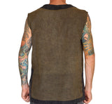 'Freebooter' Medieval Renaissance Festival Sleeveless Shirt - Stone Green/Stone Gray - zootzu