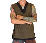 'Freebooter' Medieval Renaissance Festival Sleeveless Shirt - Stone Green/Stone Gray - zootzu