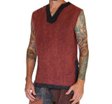 'Freebooter' Medieval Renaissance Festival Sleeveless Shirt - Rust Brown/Stone Gray - zootzu