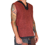 'Freebooter' Medieval Renaissance Festival Sleeveless Shirt - Rust Brown/Stone Gray - zootzu