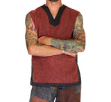 'Freebooter' Medieval Renaissance Festival Sleeveless Shirt - Rust Brown/Stone Gray - zootzu