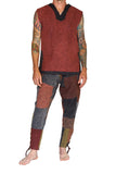'Freebooter' Medieval Renaissance Festival Sleeveless Shirt - Rust Brown/Stone Gray - zootzu