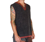 'Freebooter' Medieval Renaissance Festival Sleeveless Shirt - Stone Gray/Stone Brown - zootzu