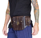 'Satchel Swing Latch' Medieval Leather Utility Belt, Boho  - Brown - zootzu