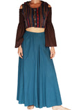 'Pixie Shirt' Womens Belly Showing Top Peasant Blouse - Brown