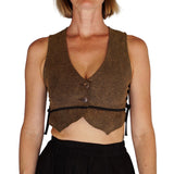 'Petal Vest' Pirate, Boho Vest - Stone Brown