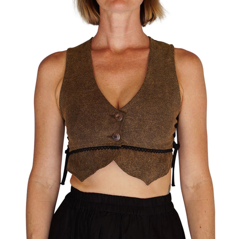 'Petal Vest' Pirate, Boho Vest - Stone Brown