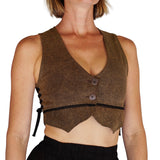 'Petal Vest' Pirate, Boho Vest - Stone Brown