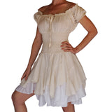 'Willow' Womens Renaissance Costume Steampunk Dress - Cream/White