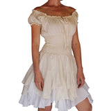 'Willow' Womens Renaissance Costume Steampunk Dress - Cream/White