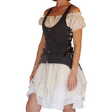 'Willow' Womens Renaissance Costume Steampunk Dress - Cream/White