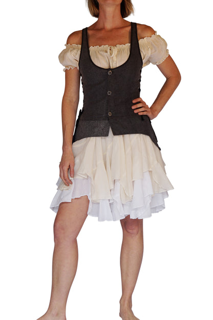 Long Petal Vest - Stone Gray