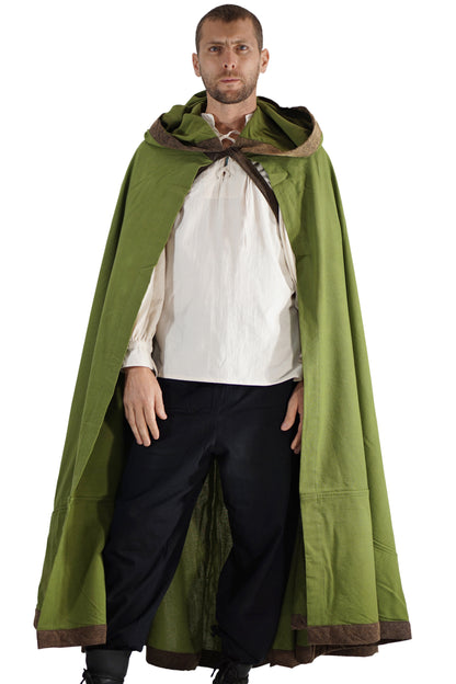 'Hooded Cloak' - Green/ Stone Brown - zootzu