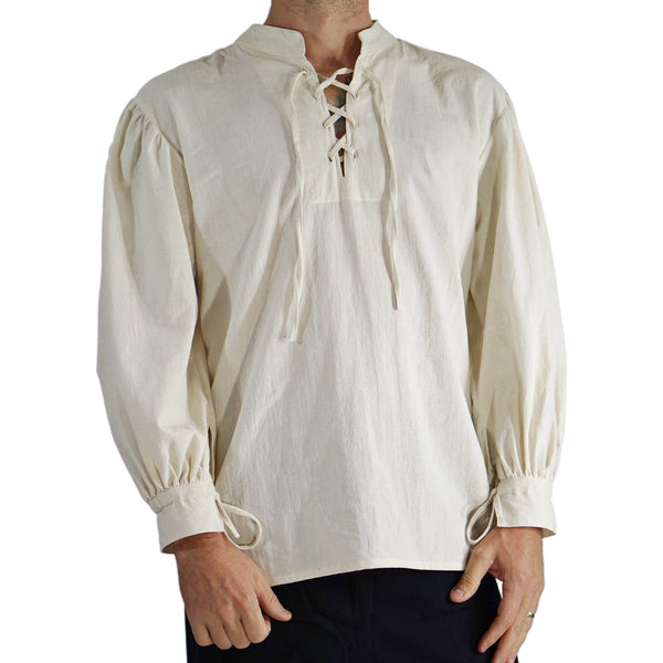 'Merchant' Renaissance Shirt, High Collar - Cream – Zootzu Garb