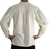 'Merchant' Renaissance Shirt, High Collar - Cream/Off White - zootzu