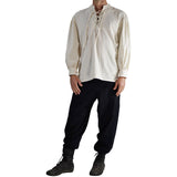 'Merchant' Renaissance Shirt, High Collar - Cream/Off White - zootzu