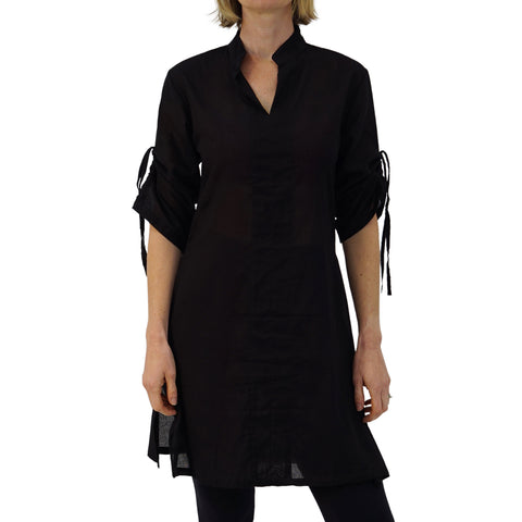 'Sage' Long Chemise, Womens Medieval Shirt, Steampunk Costume  - Black