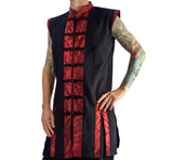 Long Pirate Vest, Silk Trim - Red - zootzu