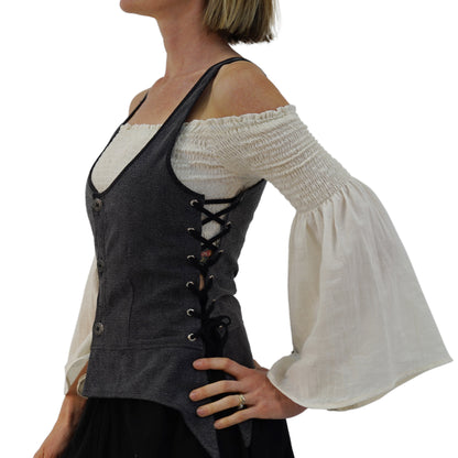 Long Petal Vest - Stone Gray