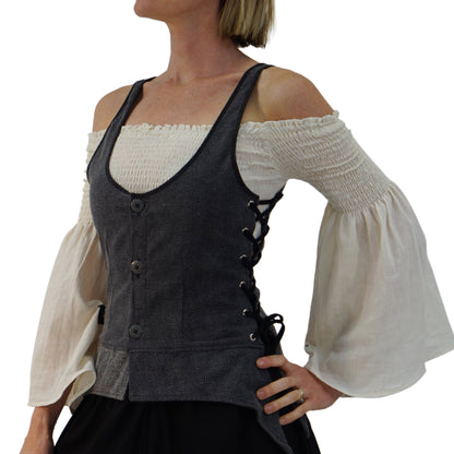 Long Petal Vest - Stone Gray