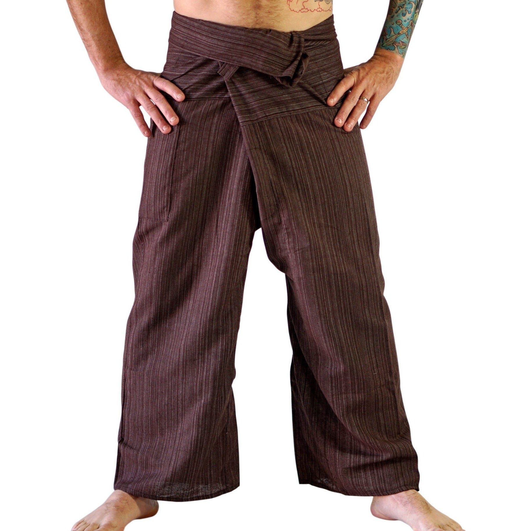 Thai Fisherman Pants - Striped Brown - zootzu