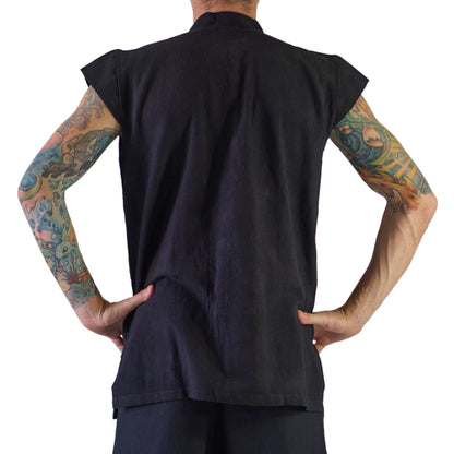 'Naval' Pirate Vest - Plain Cotton - Black - zootzu