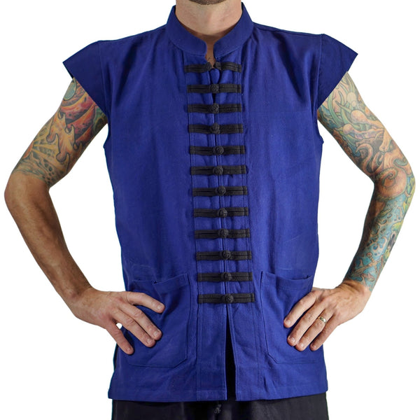 'Naval' Pirate Vest - Plain Cotton - Blue - zootzu