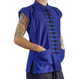 'Naval' Pirate Vest - Plain Cotton - Blue - zootzu