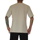 'Round Collar' Shirt, Short Sleeves - Cream