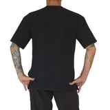 'Round Collar' Shirt, Short Sleeves - Black