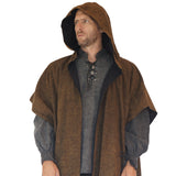 'Mantle Wrap' Medieval Shawl - Earthy Brown/Black