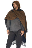 'Mantle Wrap' Medieval Shawl - Earthy Brown/Black