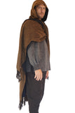 'Mantle Wrap' Medieval Shawl - Earthy Brown/Black