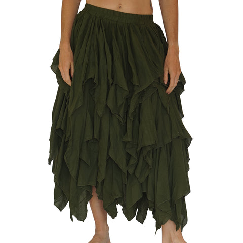 'Fay' Ragged Cut Fairy Skirt - Fern Green