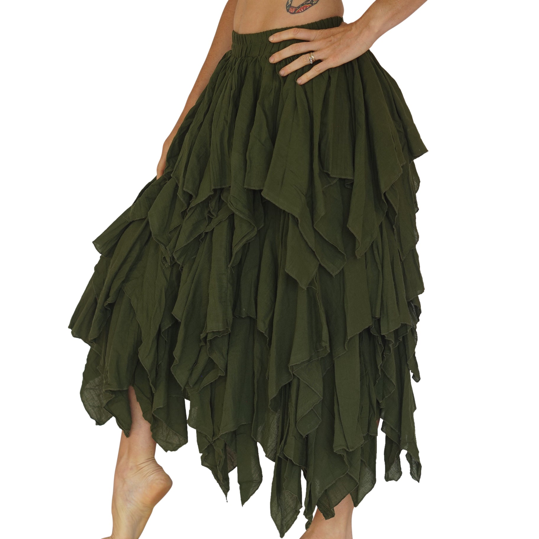 Fay Ragged Cut Skirt - Fern Green