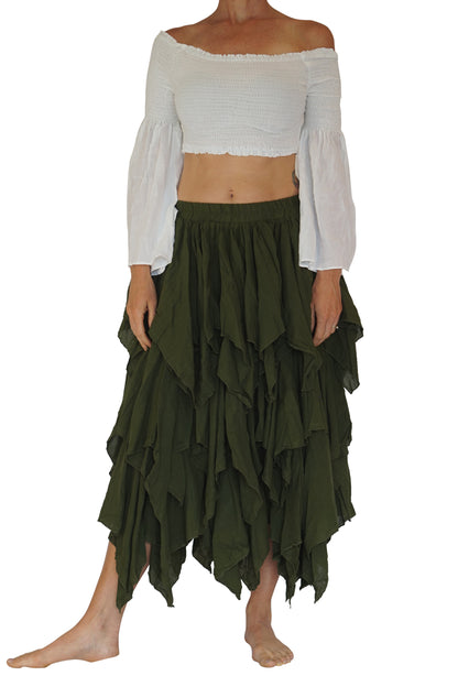 Fay Ragged Cut Skirt - Fern Green