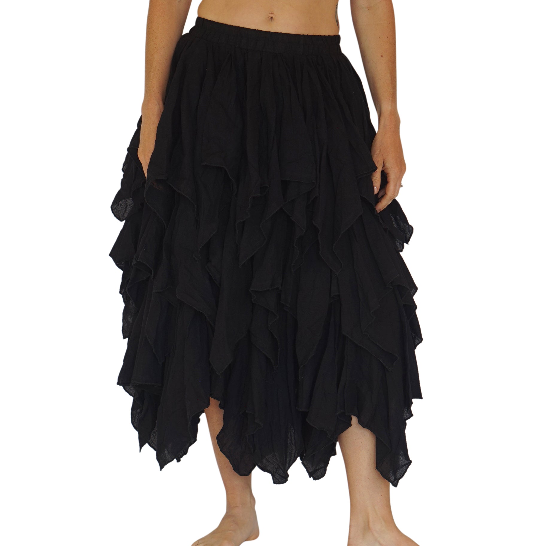 Fay Ragged Cut Skirt - Black