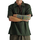 'Merchant' Renaissance Shirt, Short Sleeves - Green - zootzu
