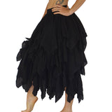 'Fay' Ragged Cut Multi Layered Boho Long Fairy Skirt - Black