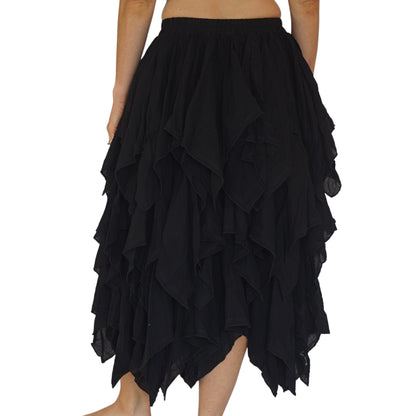 Fay Ragged Cut Skirt - Black