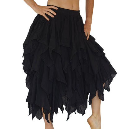 Fay Ragged Cut Skirt - Black