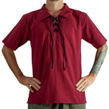 'Merchant' Renaissance Shirt, Short Sleeves - Red/Maroon - zootzu