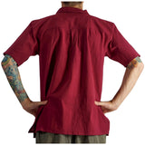 'Merchant' Renaissance Shirt, Short Sleeves - Red/Maroon - zootzu