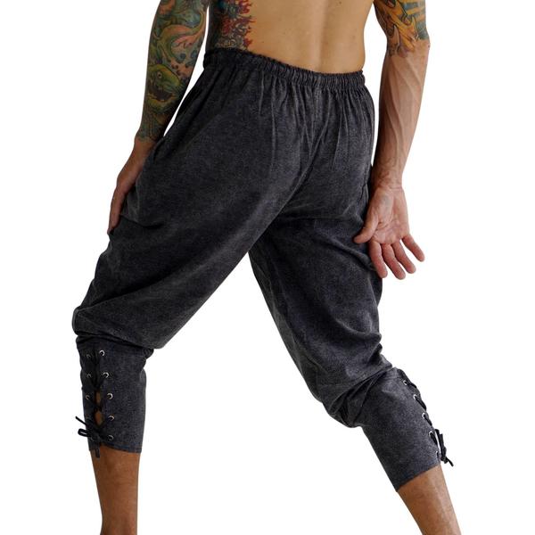 Ankle Cuff Medieval Pants - Stonewashed Gray - zootzu