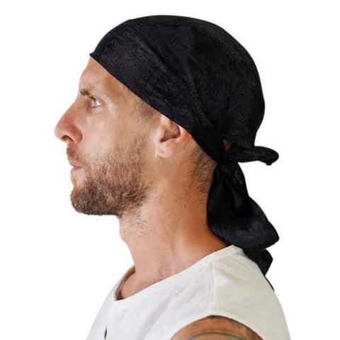 'Pirate Bandana' Medieval Hat, Silk - Black