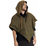 'Hooded Cowl'  Medieval Half Cloak - Stone Green/Black - zootzu