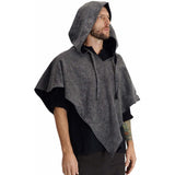 'Hooded Cowl' Medieval Half Cloak - Stone Gray/Black - zootzu