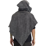 'Hooded Cowl' Medieval Half Cloak - Stone Gray/Black - zootzu