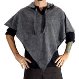 'Hooded Cowl' Medieval Half Cloak - Stone Gray/Black - zootzu